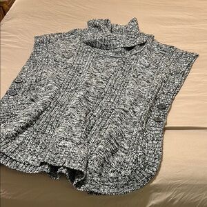 Woman Within Gray Cable-Knit Poncho Sweater